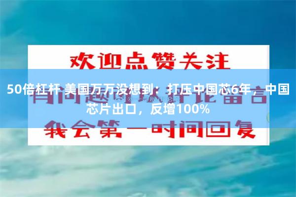 50倍杠杆 美国万万没想到：打压中国芯6年，中国芯片出口，反增100%