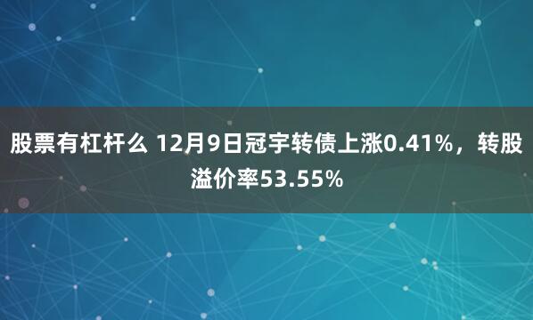 股票有杠杆么 12月9日冠宇转债上涨0.41%，转股溢价率53.55%