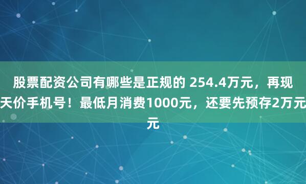 股票配资公司有哪些是正规的 254.4万元，再现天价手机号！最低月消费1000元，还要先预存2万元